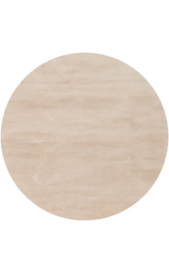 Soft Beige Yuvarlak Halı Kolay Kullanımlı Hav Toz Vermez Yumuşak Dokulu Modern Pofuduk Halı