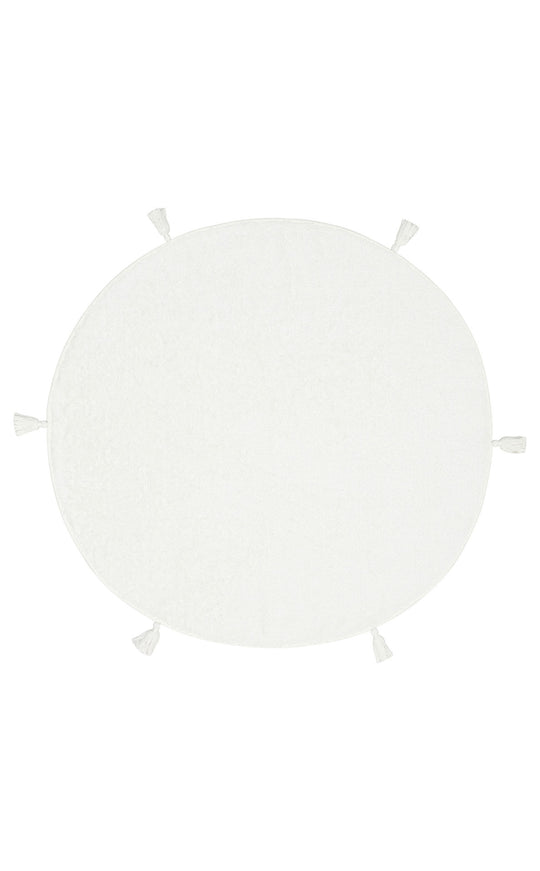 Candy Baby Plain Q White %100 Pamuk Naturel Malzeme ile Üretilmiş Kaymaz Bebek Yuvarlak Çocuk Halısı