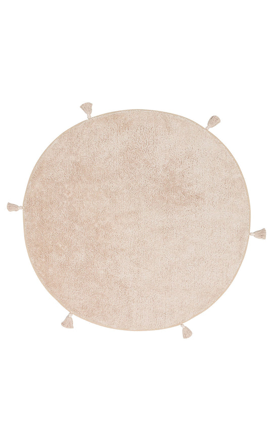 Candy Baby Plain Q Beige %100 Pamuk Naturel Malzeme ile Üretilmiş Kaymaz Bebek Yuvarlak Çocuk Halısı