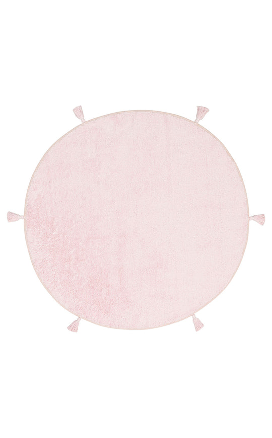 Candy Baby Plain Q Powder %100 Pamuk Naturel Malzeme ile Üretilmiş Kaymaz Bebek Yuvarlak Çocuk Halısı