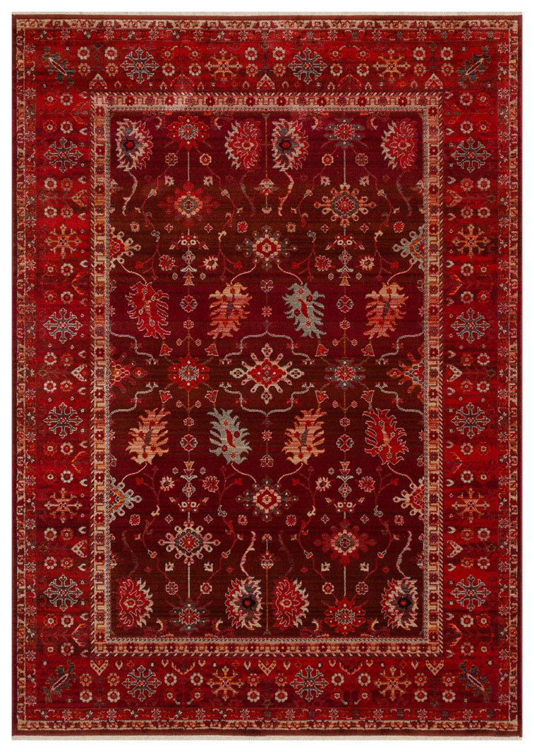 Caretta 24 Red Yumuşak Dokulu Vintage Eskitme Desenli Sıcak Renk Tonlarına Sahip Salon Halısı