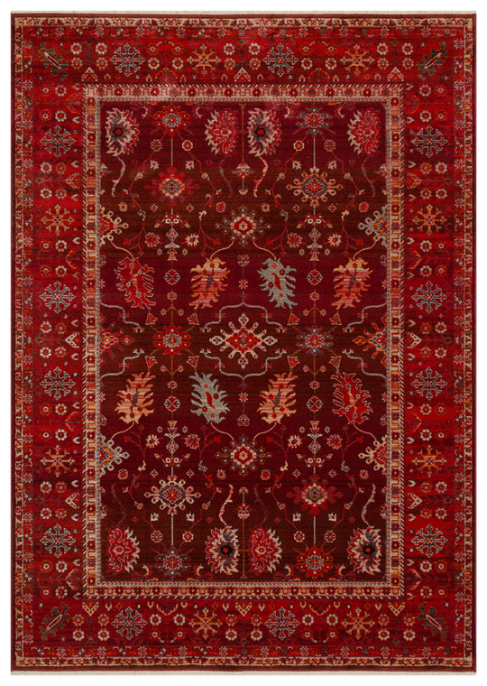 Caretta 24 Red Yumuşak Dokulu Vintage Eskitme Desenli Sıcak Renk Tonlarına Sahip Salon Halısı