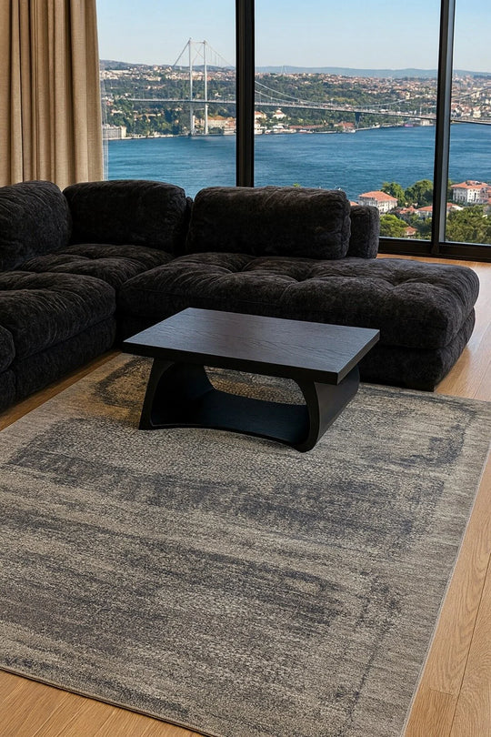 Exotic Black, %100 El Dokuması, Yün, Viskon ile Üretilmiş Kendinden Desenli Salon Halısı