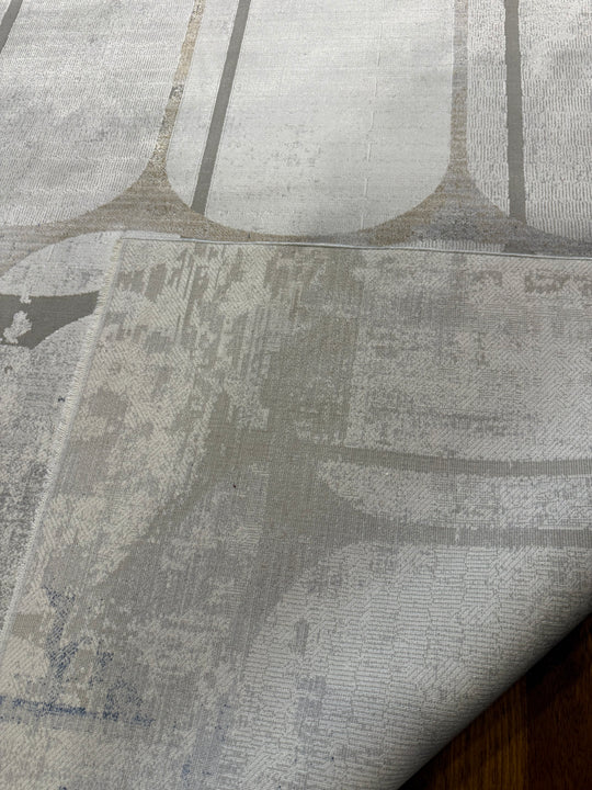 Vera 01 Grey Blue Viskon ile Üretilen Sık Dokuma Modern Salon Halısı