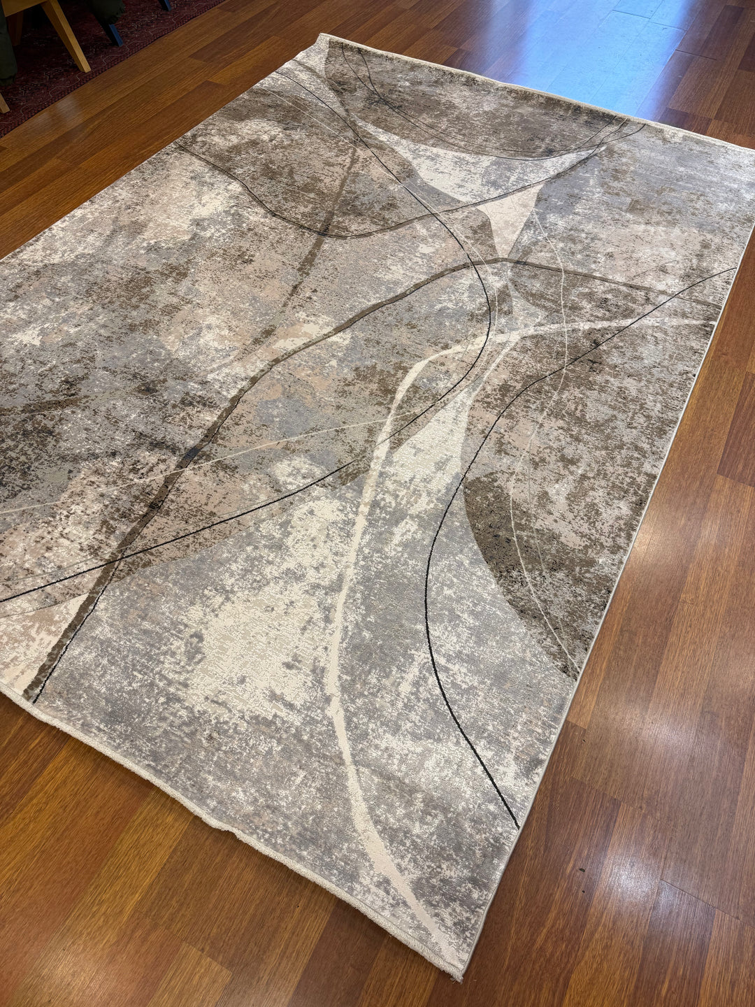 Vera 01 Grey Brown Viskon ile Üretilen Sık Dokuma Modern Salon Halısı