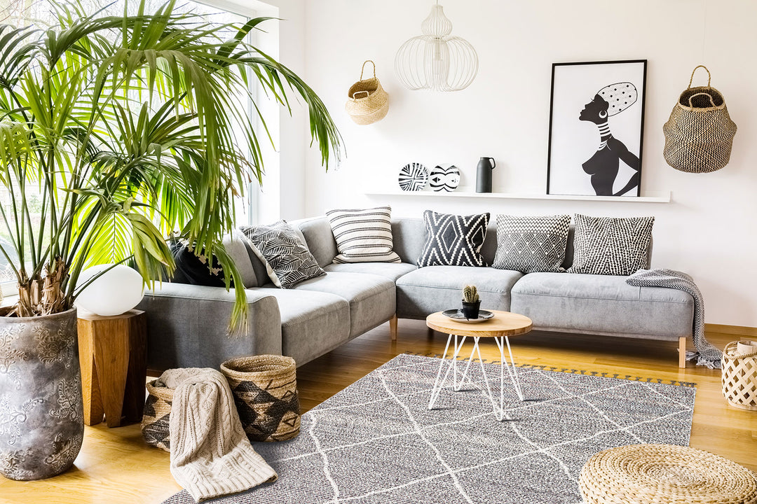 Lion 02 Grey Hasır Dokulu Bukle Dokumasıyla Hav Toz Vermez Modern Makine Halısı