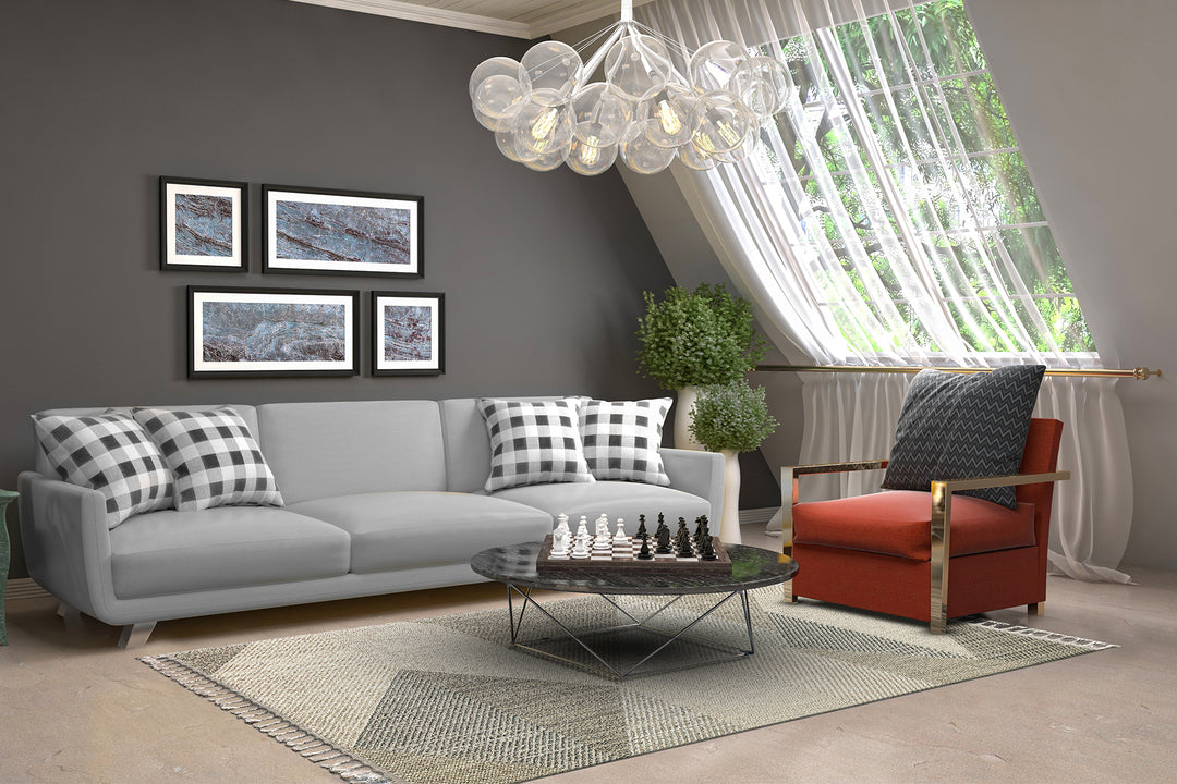 Lion 08 Grey Hasır Dokulu Bukle Dokumasıyla Hav Toz Vermez Modern Makine Halısı