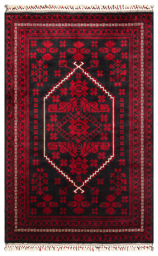 Historic 956 Blue Afgan Desenli El Emeği İle Özel Tezgahlarda Üretilen Bambu Uşak Halısı