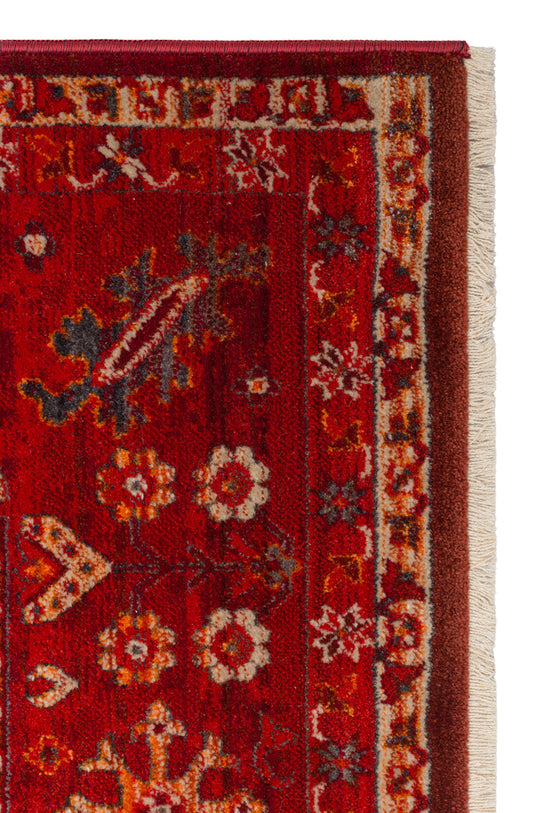 Caretta 24 Red Yumuşak Dokulu Vintage Eskitme Desenli Sıcak Renk Tonlarına Sahip Salon Halısı