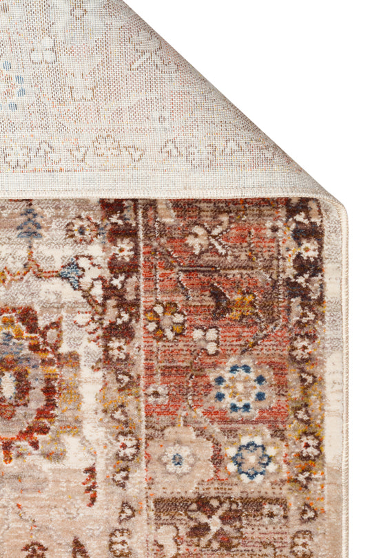 Caretta 22 Cream Brown Yumuşak Dokulu Vintage Eskitme Desenli Sıcak Renk Tonlarına Sahip Salon Halısı