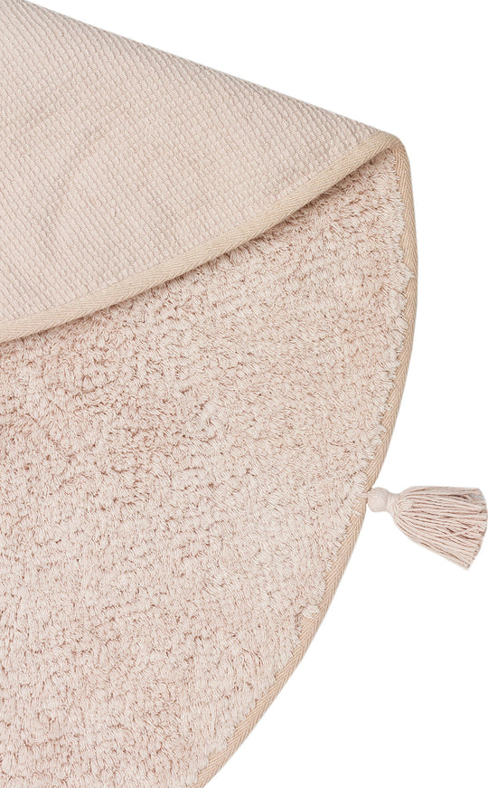 Candy Baby Plain Q Beige %100 Pamuk Naturel Malzeme ile Üretilmiş Kaymaz Bebek Yuvarlak Çocuk Halısı
