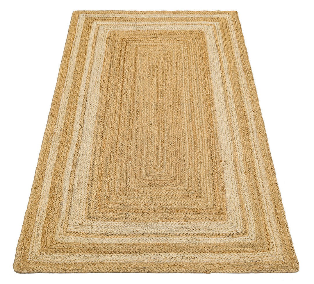 Maldiv 10 Natural White Jüt %100 El Dokuma Hasır Halı Antre, Hol, Balkon, Oturma Odası Halısı
