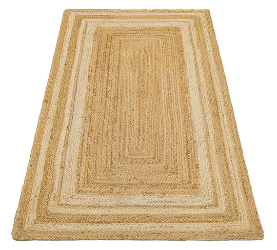 Maldiv 10 Natural White Jüt %100 El Dokuma Hasır Halı Antre, Hol, Balkon, Oturma Odası Halısı