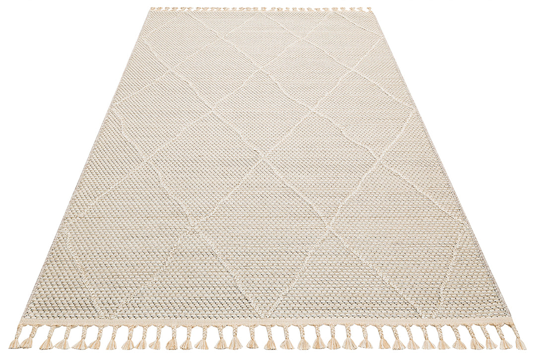 Lion 02 Beige Hasır Dokulu Bukle Dokumasıyla Hav Toz Vermez Modern Makine Halısı