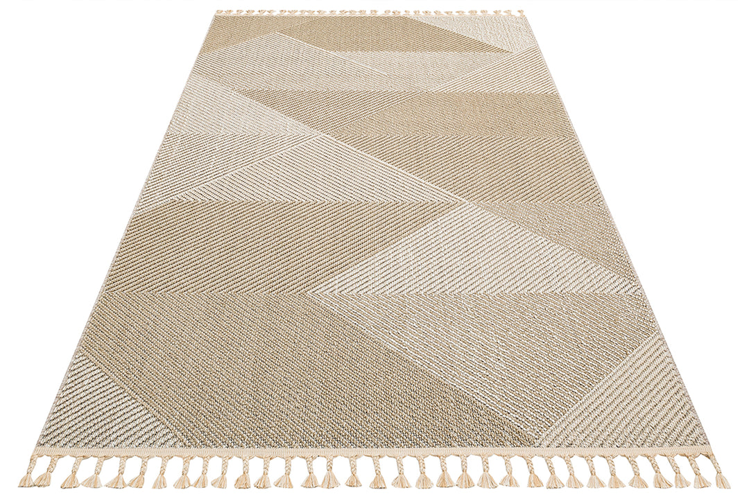 Lion 08 Beige Hasır Dokulu Bukle Dokumasıyla Hav Toz Vermez Modern Makine Halısı