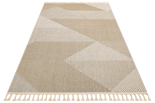 Lion 08 Beige Hasır Dokulu Bukle Dokumasıyla Hav Toz Vermez Modern Makine Halısı