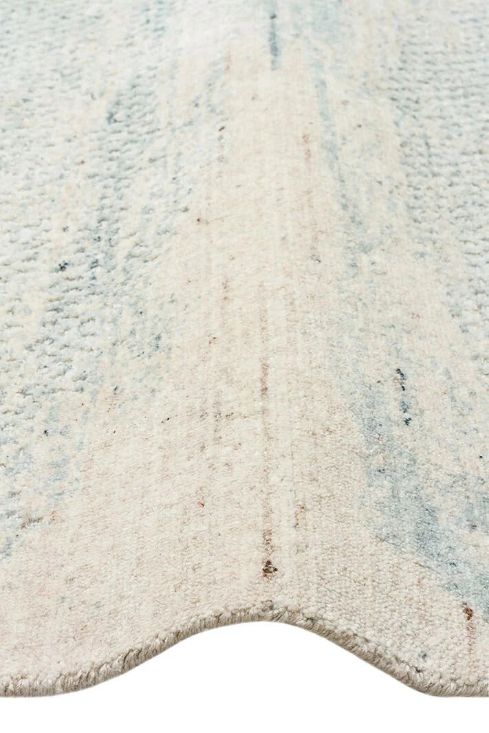 Exotic Beıge Teal, %100 El Dokuması, Yün, Viskon ile Üretilmiş Kendinden Desenli Salon Halısı