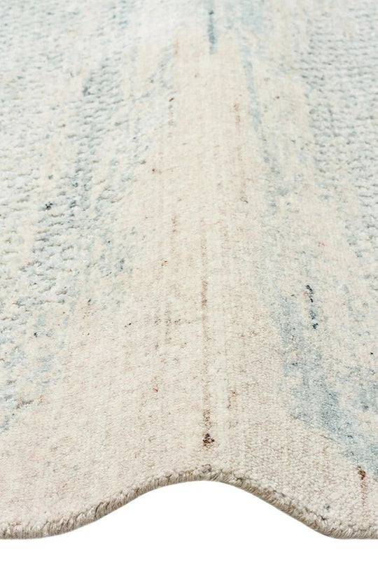 Exotic Beıge Teal, %100 El Dokuması, Yün, Viskon ile Üretilmiş Kendinden Desenli Salon Halısı