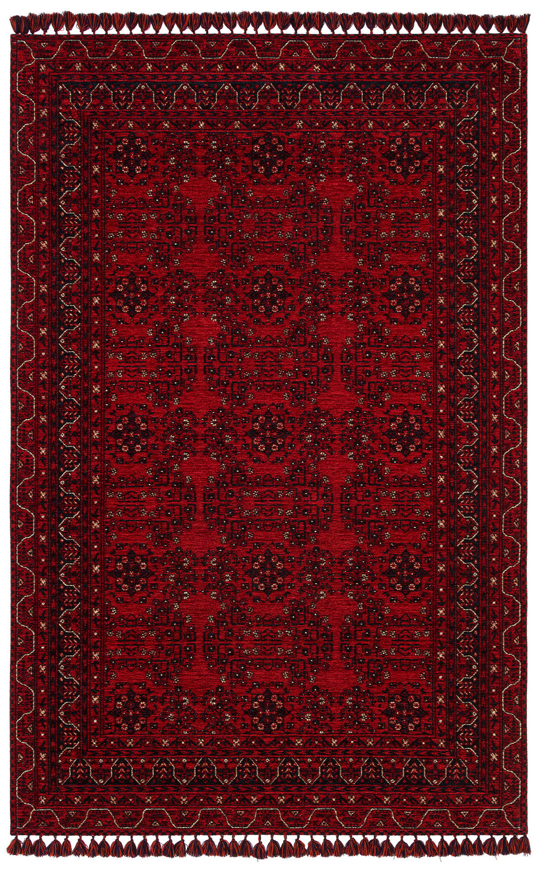 Şiraz 02 Red Afgan El Dokuma Desenli Hav Toz Vermez Salon, Mutfak, Koridor Yıkanabilir Kaymaz Kilim