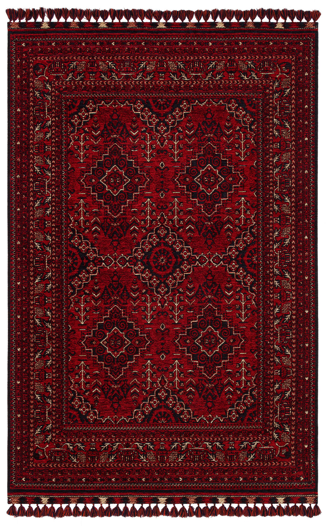 Şiraz 05 Red Afgan El Dokuma Desenli Hav Toz Vermez Salon, Mutfak, Koridor Yıkanabilir Kaymaz Kilim
