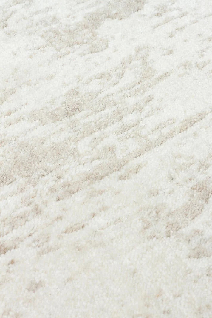 Grace Whıte Beıge, Kendinden Desenli Yün, Viskon ve Pamuk Karışımlı Desenli Zarif Salon Halısı