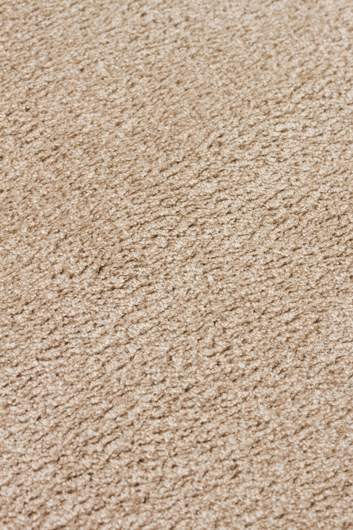 Soft Beige Yuvarlak Halı Kolay Kullanımlı Hav Toz Vermez Yumuşak Dokulu Modern Pofuduk Halı