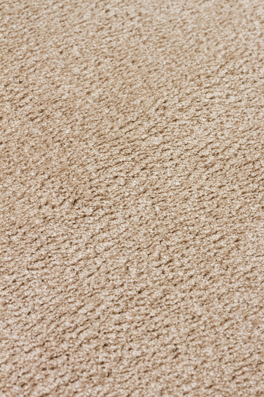 Soft Beige Yuvarlak Halı Kolay Kullanımlı Hav Toz Vermez Yumuşak Dokulu Modern Pofuduk Halı