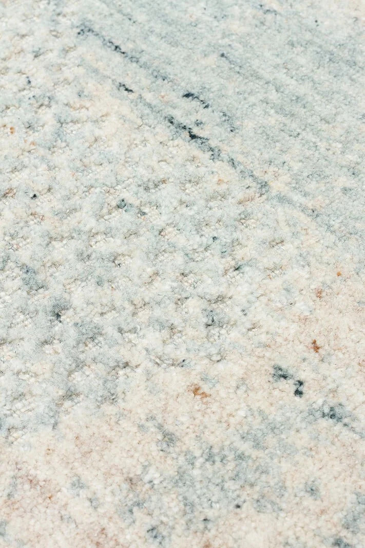 Exotic Beıge Teal, %100 El Dokuması, Yün, Viskon ile Üretilmiş Kendinden Desenli Salon Halısı