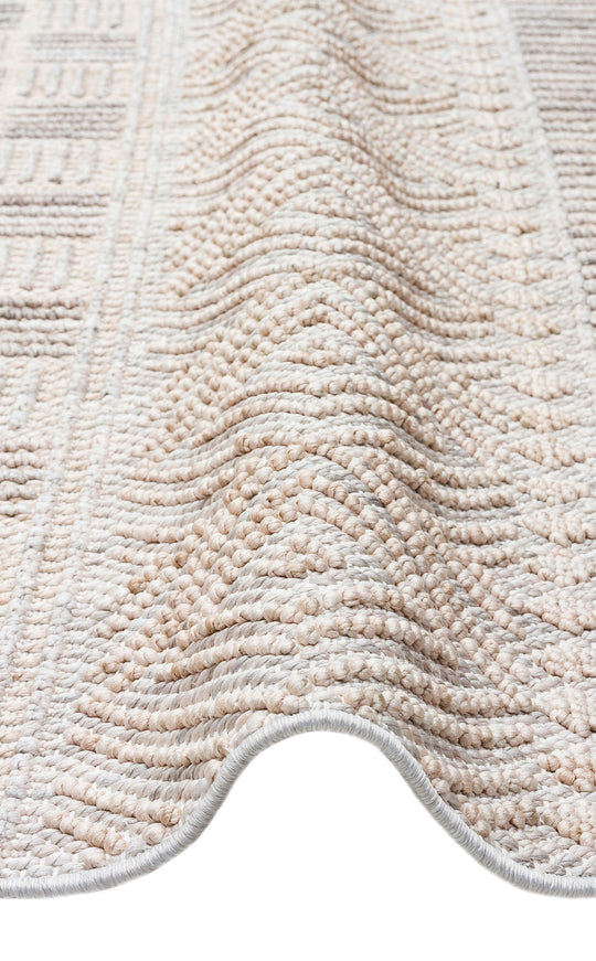 Cunda 02 Grey Beıge Yumuşak Dokulu Hav Toz Vermeyen Bukle Dokuma Salon, Mutfak, Koridor Halısı