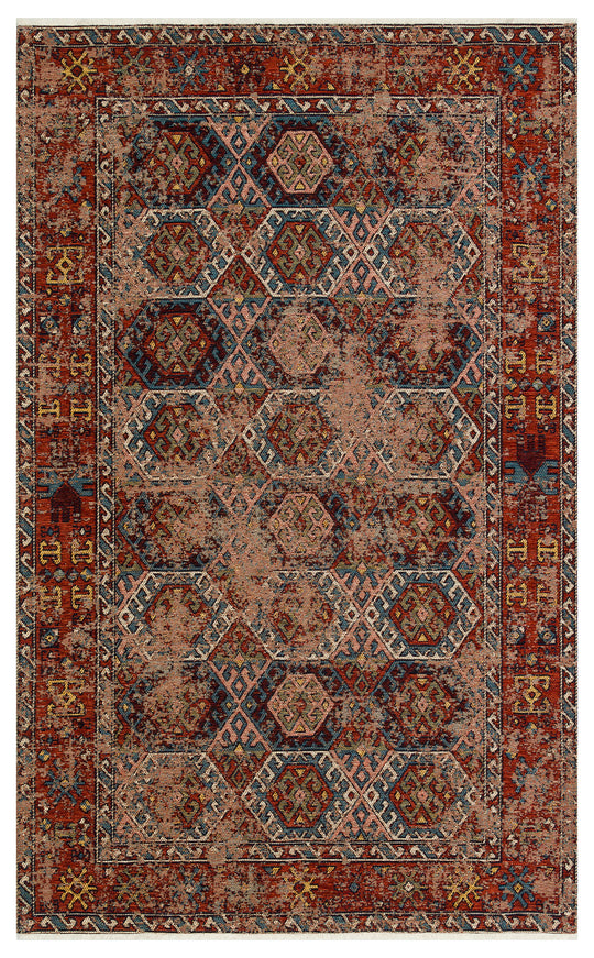 Avanos Kilim 03 Multy Anadolu'nun Antik Desenlerinden esinlenilen Yıkanabilir Kaymaz Tabanlı Kilim