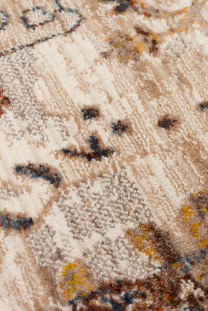 Caretta 22 Cream Brown Yumuşak Dokulu Vintage Eskitme Desenli Sıcak Renk Tonlarına Sahip Salon Halısı