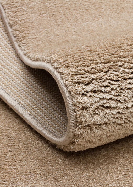 Soft Beige Yuvarlak Halı Kolay Kullanımlı Hav Toz Vermez Yumuşak Dokulu Modern Pofuduk Halı