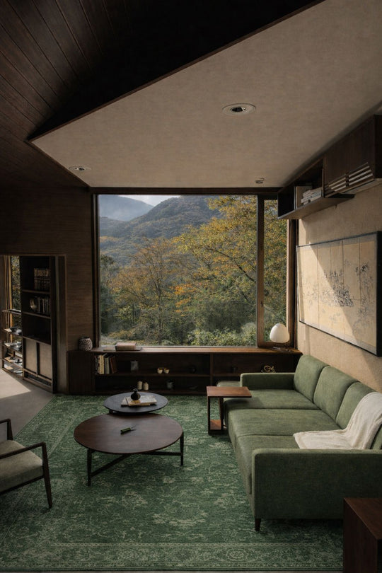 Harmoni 02 Green Vintage Eskitme Desenli Yumuşak Dokulu Şık Mutfak Koridor Salon Halısı