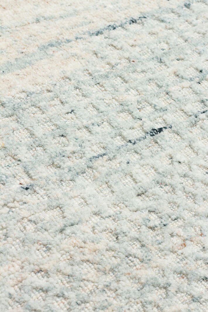 Exotic Beıge Teal, %100 El Dokuması, Yün, Viskon ile Üretilmiş Kendinden Desenli Salon Halısı