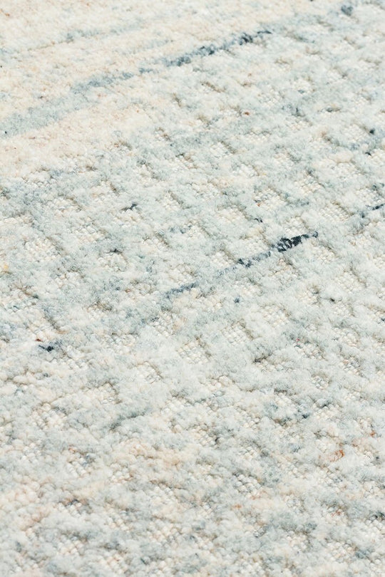 Exotic Beıge Teal, %100 El Dokuması, Yün, Viskon ile Üretilmiş Kendinden Desenli Salon Halısı