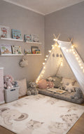 MiniZoo 04 Cream Beige Pastel Renklere Sahip Hayvan Figürlü Bebek ve Çocuk Odası Halısı