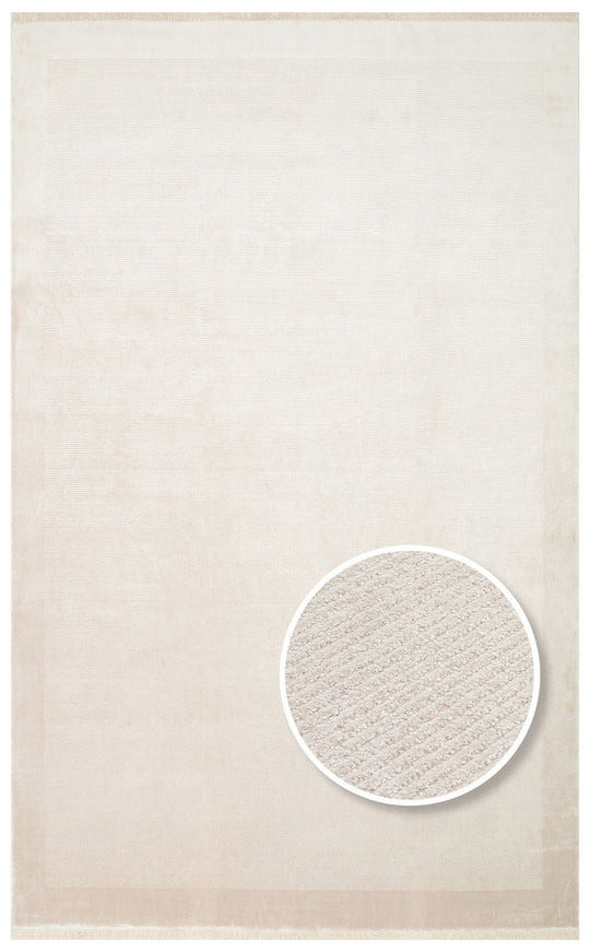 Loft 02 Beige Düz Sade Modern Tasarımlı, Yüksek Kalite Sık Dokuma Viskon Salon Halısı