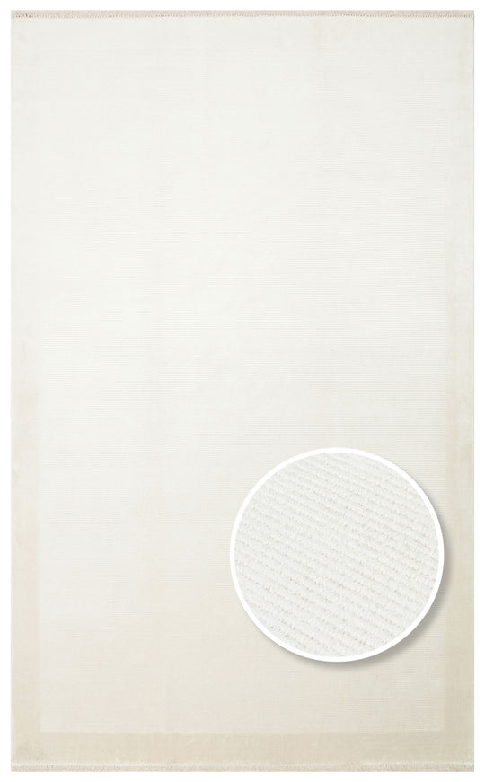 Loft 02 Cream Düz Sade Modern Tasarımlı, Yüksek Kalite Sık Dokuma Viskon Salon Halısı