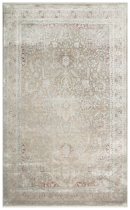 Andora 02 Grey Yumuşak Dokulu Vintage Esintilere Sahip Over-dyed Sık Dokuma Bambu Salon Halısı