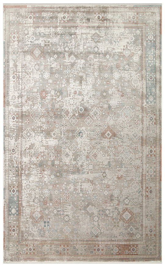 Andora 03 Grey Yumuşak Dokulu Vintage Esintilere Sahip Over-dyed Sık Dokuma Bambu Salon Halısı