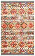 Ürgüp 02 Aqua %100 Pamuk ile Üretilen Etnik Desenlere Sahip Yıkanabilir Çift Taraflı İnce Kilim