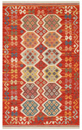 Ürgüp 03 Red %100 Pamuk ile Üretilen Etnik Desenlere Sahip Yıkanabilir Çift Taraflı İnce Kilim