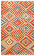 Ürgüp 07 Terra %100 Pamuk ile Üretilen Etnik Desenlere Sahip Yıkanabilir Çift Taraflı İnce Kilim