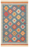 Ürgüp 04 Navy %100 Pamuk ile Üretilen Etnik Desenlere Sahip Yıkanabilir Çift Taraflı İnce Kilim