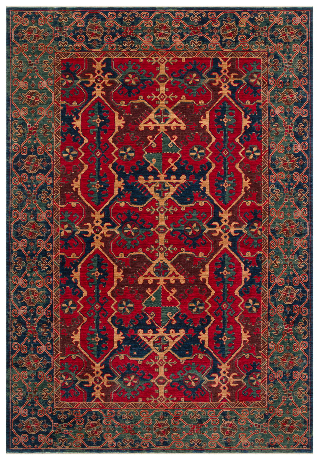 Rustik 01 Navy Red Doğal Yün ile Özel Tezgahlarda El Dokuma Teknikleri ile Üretilen Salon Halısı