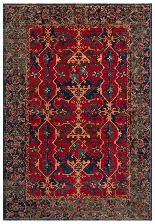 Rustik 01 Navy Red Doğal Yün ile Özel Tezgahlarda El Dokuma Teknikleri ile Üretilen Salon Halısı
