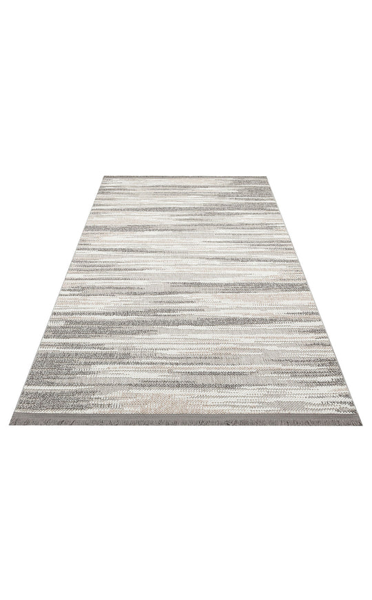 Ohrid 01 Grey White Bukle Dokuma Yapısında Hav Toz Vermeyen Yumuşak Koridor, Salon, Mutfak Halısı