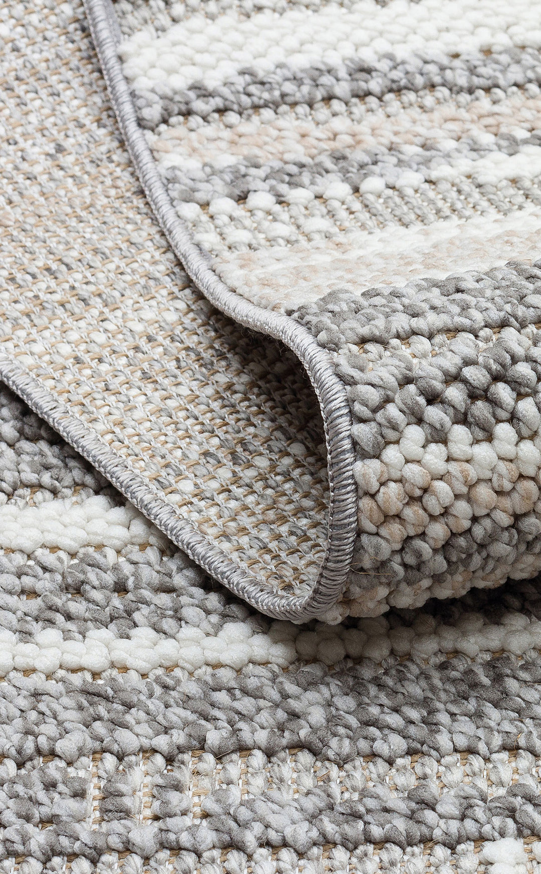 Ohrid 01 Grey White Bukle Dokuma Yapısında Hav Toz Vermeyen Yumuşak Koridor, Salon, Mutfak Halısı