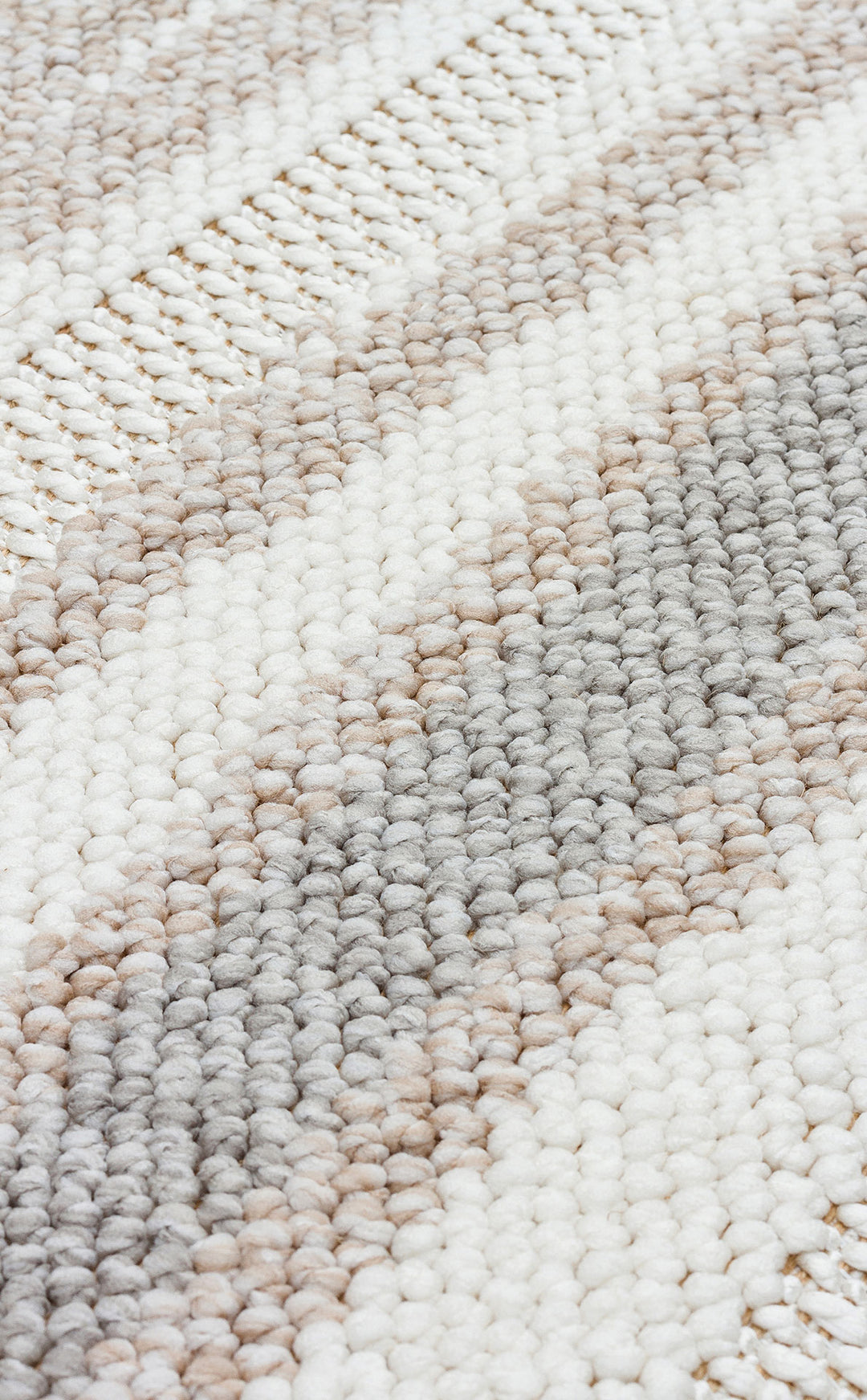 Ohrid 02 White Beige Bukle Dokuma Yapısında Hav Toz Vermeyen Yumuşak Koridor, Salon, Mutfak Halısı
