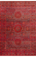 Caretta 20 Red Yumuşak Doku Vintage Eskitme Desenli Sıcak Renk Tonlarına Sahip Salon Halısı